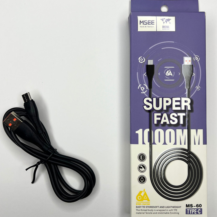 کابل شارژ تایپ C سوپر فست 1 متری رنگ مشکی