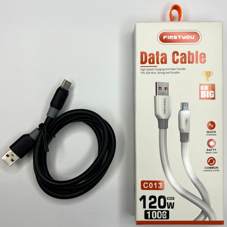 کابل شارژ سریع FIRSTYOU مدل C013 تایپ C به USB-A طول 1 متر توان 120 وات