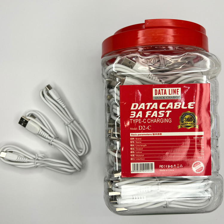 کابل شارژ USB به Type-C فست شارژ 3 آمپر | مدل D2-C (بسته اقتصادی)