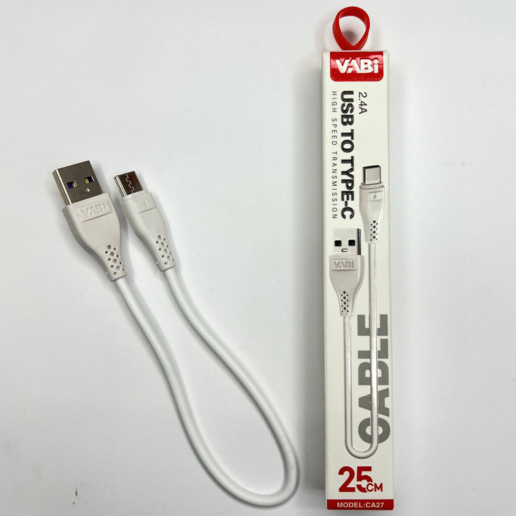 کابل پاوربانکی USB به Type-C وابی | فست شارژ 2.4A طول 25 سانتیمتر
