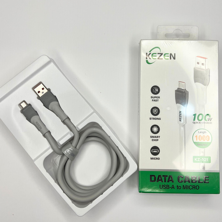 کابل شارژ و دیتا KEZEN KZ-101 USB-A به Micro USB طول 1 متر (100W) حرفه ای