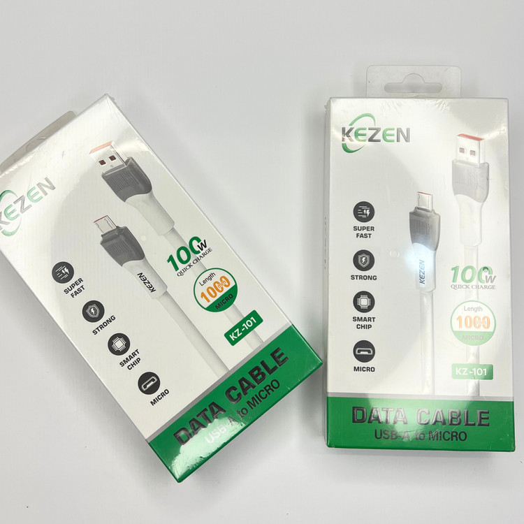 کابل شارژ و دیتا KEZEN KZ-101 USB-A به Micro USB طول 1 متر (100W) حرفه ای